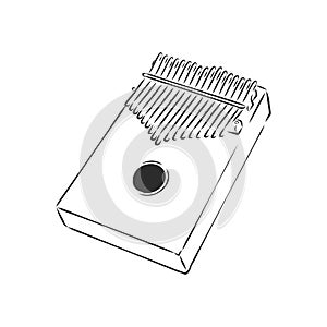 Thump piano or kalimba Mbira or thumb piano isolated on white vector cartoon icon illustration. African musical instrument.