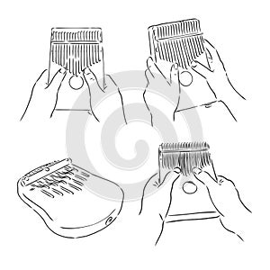 Thump piano or kalimba or thumb piano isolated on white vector cartoon icon illustration. Kalimba, vector sketch illustration,