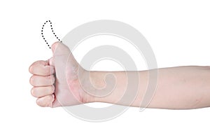 thump up disabled hand with dash line isolated on white background