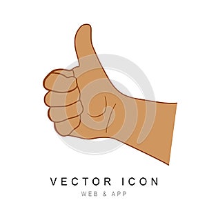 Thumps up, like, ok sign in white background. vector illustration