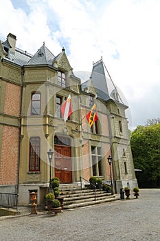 Schadau Castle on the south side of the Aar near Lake Thun in the city of Thun, Canton Bern, Switzerland