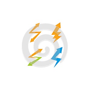 thunder with arrows logo vector icon ilustratio