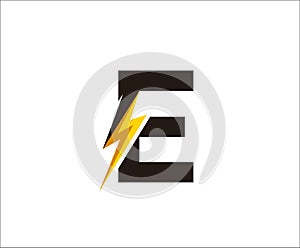 Thunder Bolt E Letter Logo Icon.