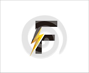 Thunder Bolt F Letter Logo Icon.