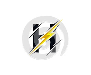 Thunder Flash H Letter Logo Icon.