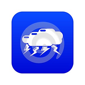 Thunder cloud icon, simple black style