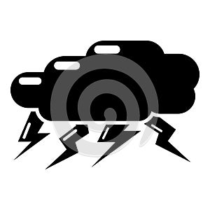 Thunder cloud icon, simple black style