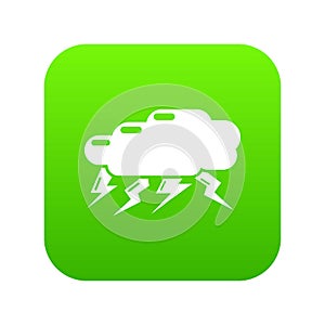 Thunder cloud icon, simple black style