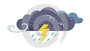 Thunder Cloud Lightning Icon, Severe Weather Vector, vector design Generative AI