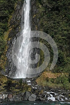 Thunder Creek Falls on Haast Pass New Zealand