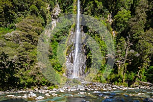 Thunder Creek Falls at Mt Aspiring National Park, New Zealand
