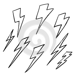 Thunder doodle illustration vector handdrawn cartoon style