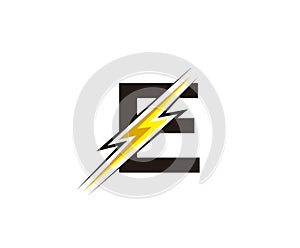 Thunder Flash E Letter Electrical Logo Icon.