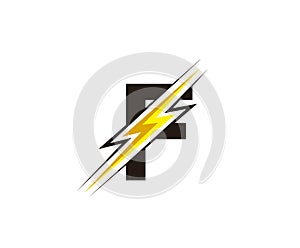 Thunder Flash F Letter Electrical Logo Icon.