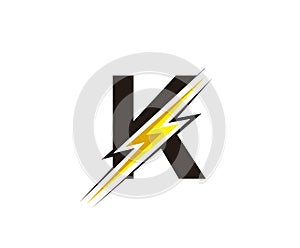 Thunder Flash K Letter Electrical Logo Icon.