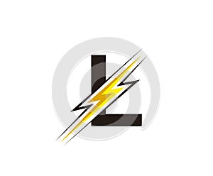 Thunder Flash L Letter Electrical Logo Icon.
