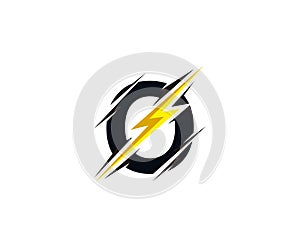 Thunder Flash O Letter Logo Icon.