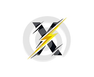Thunder Flash X Letter Logo Icon.
