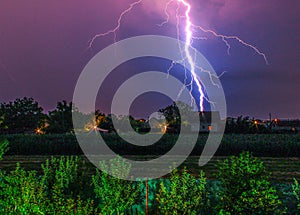 Thunder hitting house in the village