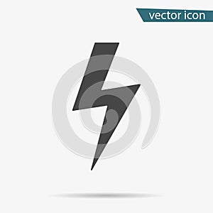 Thunder icon. Lightning vector isolated. Modern simple flat warning sign. Electr icty nternet concep photo