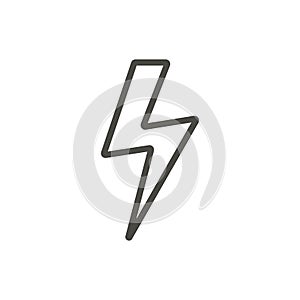 Thunder icon vector. Line lightning bolt symbol.