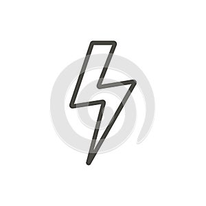 Thunder icon vector. Line lightning bolt symbol. photo