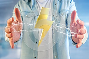Thunder lighting bolt symbol displayed on a futuristic interface