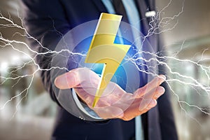 Thunder lighting bolt symbol displayed on a futuristic interface