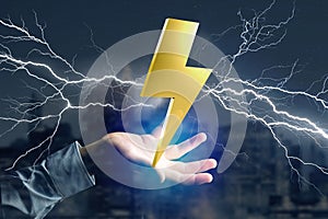 Thunder lighting bolt symbol displayed on a futuristic interface