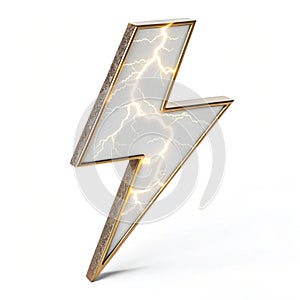 Thunder lightning bolt 3D icon isolated on white background