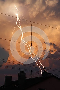 Thunder lightning cloud evening