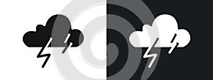Thunder lightning icon linear graphics set vector in black