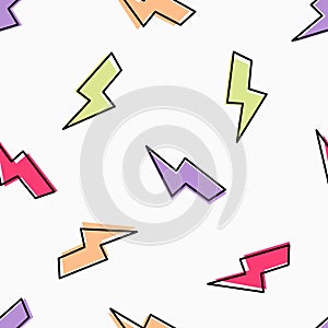 Thunder pattern vector background. Electric lightning bolt design.