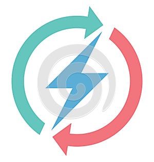 Thunder, Power Color Isolated Vector Icon