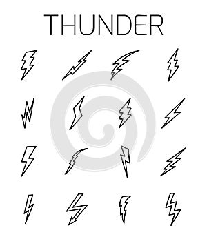 Thunder related vector icon set.