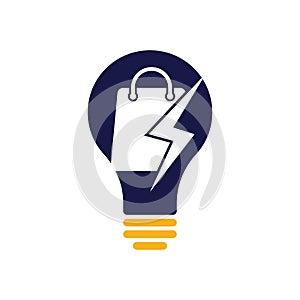 Thunder Shop bulb shape concept Logo design vector.