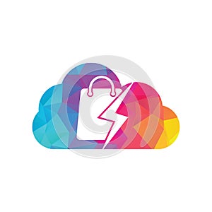 Thunder Shop cloud shape concept Logo design vector.