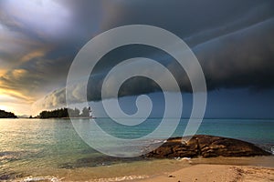 Thunder storm approaching the beach