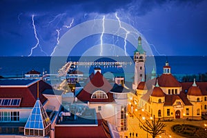 Thunder storm over the Baltic Sea in Sopot, Poland