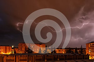 Thunder storm over Vitoria Gasteiz in Alava