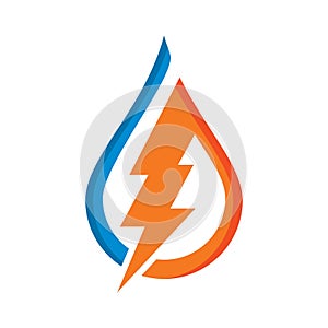 thunder waterdrop logo vector icon illustration