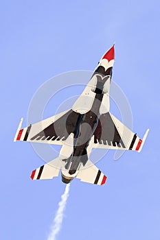 Thunderbird fighter plane climbing altitude