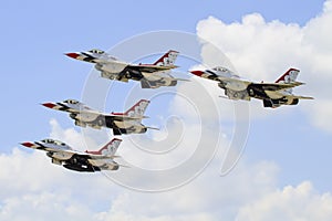 Thunderbirds flying in tight formation