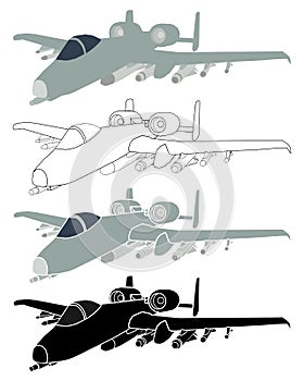 Thunderbolt aircraft in perspective view.