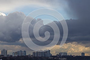 Thunderclouds in the sky over the city