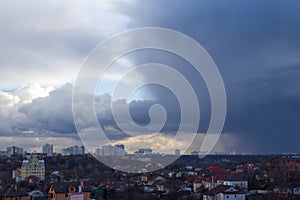 Thunderclouds in the sky over the city