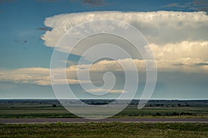 Thunderhead clouds before a big summer thunderstorm in the Badlands National Park South Dakota