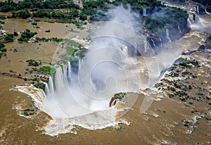 Thundering Iguassu falls from the air photo