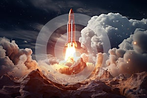 Thunderous Rocket launch. Generate Ai