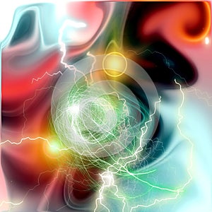 Thunders and nebula background